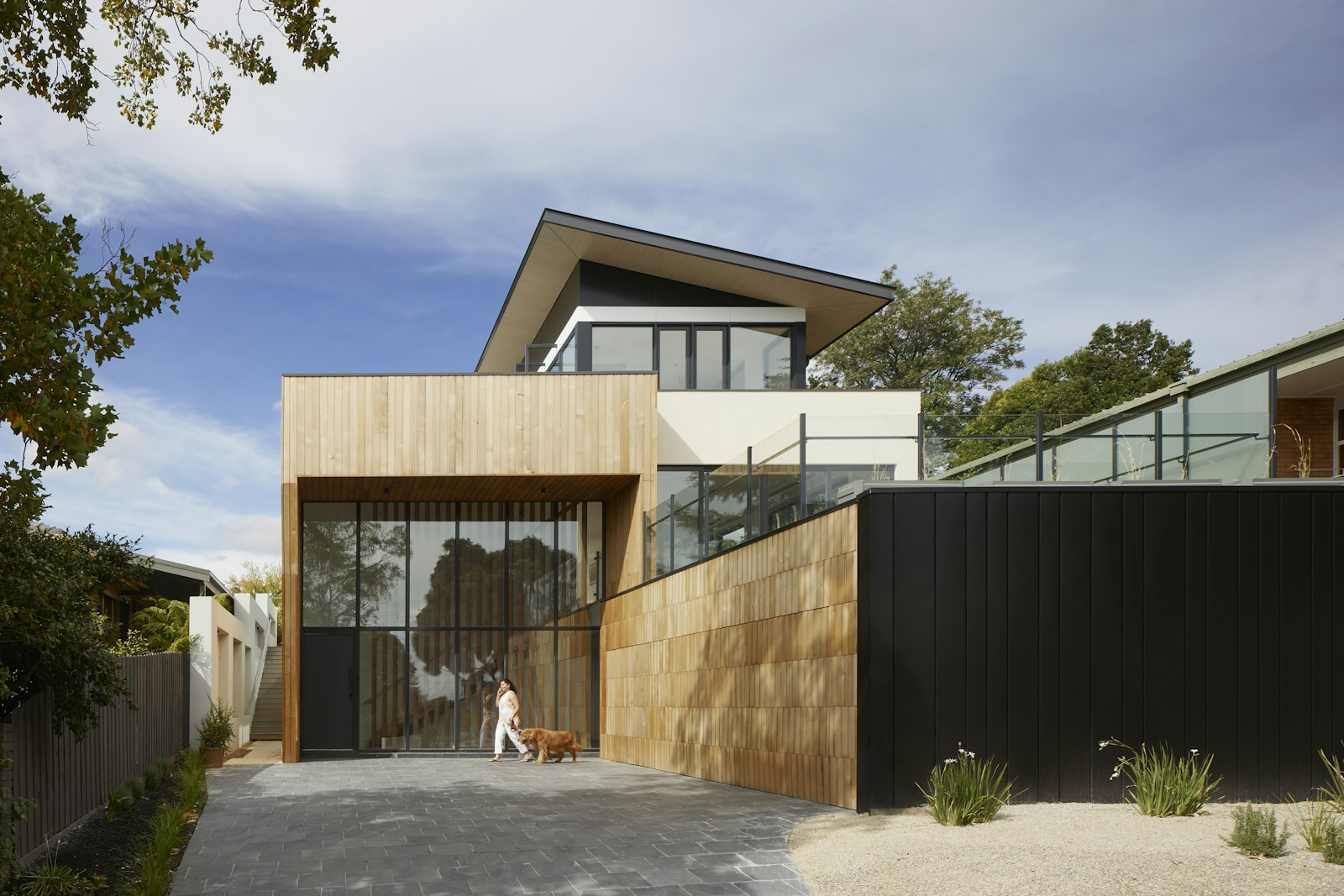 Completed house exterior with modern timber cladding